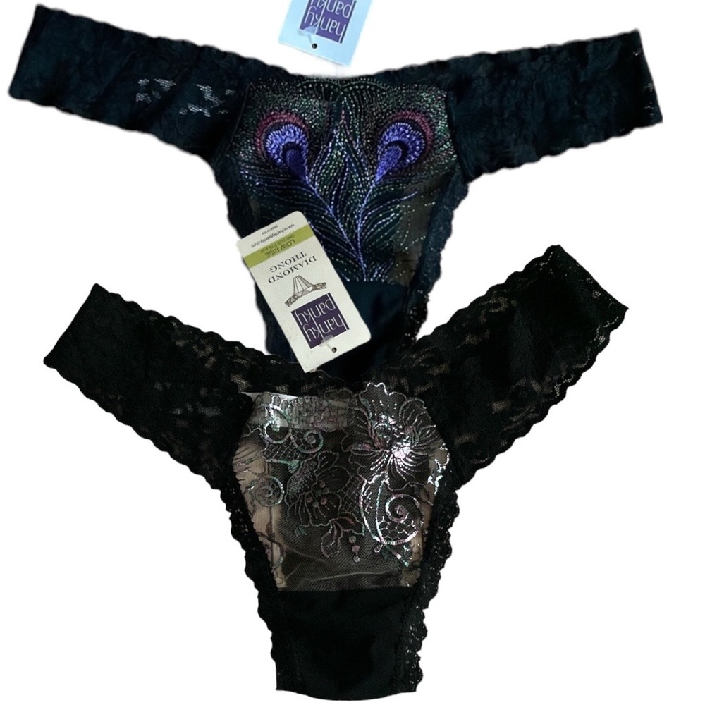 Hanky Panky limited edition Diamond Rise (low rise) thongs set of 2 New Pairs